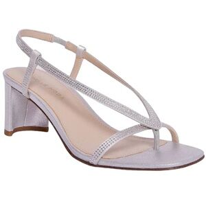 Pelle Moda strappy rhinestone heeled silver sandals women Size 7 1/2M